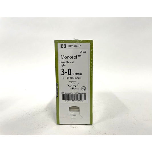 Monosof suture 3/0 with 3/8 circle needle (18 in)