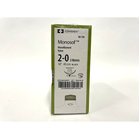 Monosof suture 2/0 with 3/8 circle needle (18 in)
