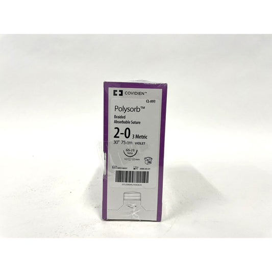 Polysorb suture 2/0 with 1/2 circle needle (30 in)