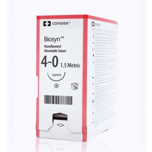 Biosyn suture 4/0 with 1/2 circle needle (30 in)