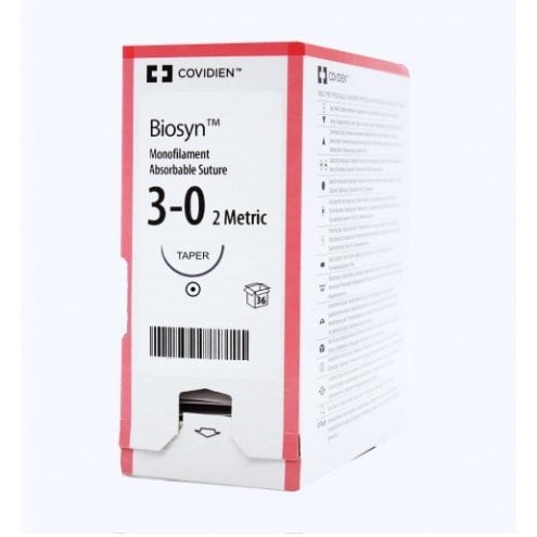 Biosyn suture 3/0 with 1/2 circle needle (30 in)