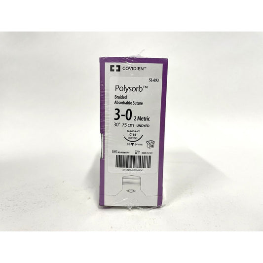 Polysorb suture 3/0 undyed with 3/8 circle needle (30 in)