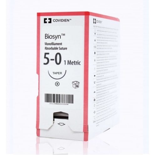 Biosyn suture 5/0 with 1/2 circle needle (30 in)