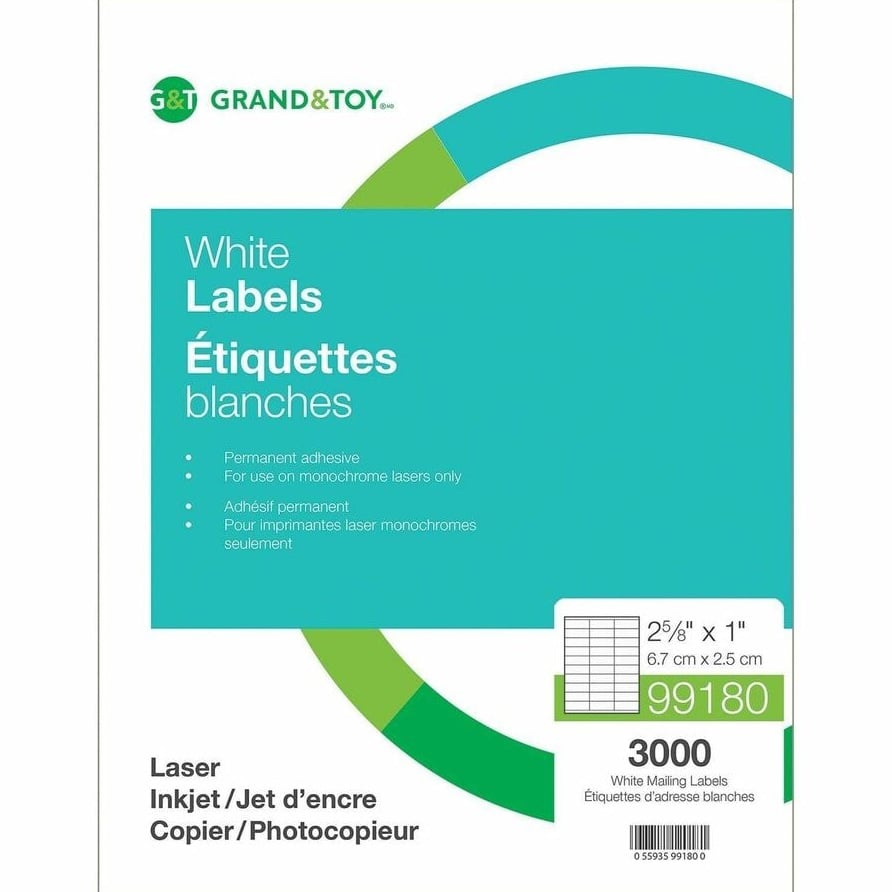 White Shipping Label 2 5/8 x 1 in