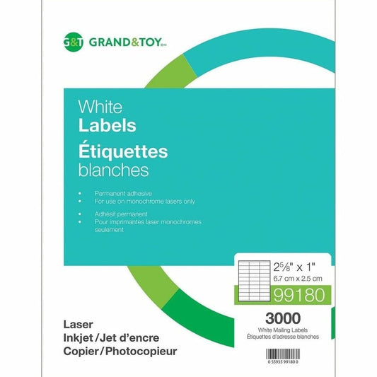 White Shipping Label 2 5/8 x 1 in