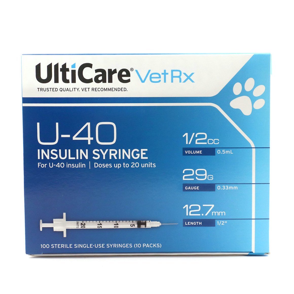 Insulin syringe veterinary UltiCare VetRx 40 IU 0,5 cc