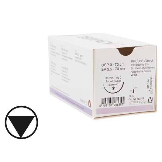Sacryl Suture 0 (violet) with 1/2 circle needle (70 cm)