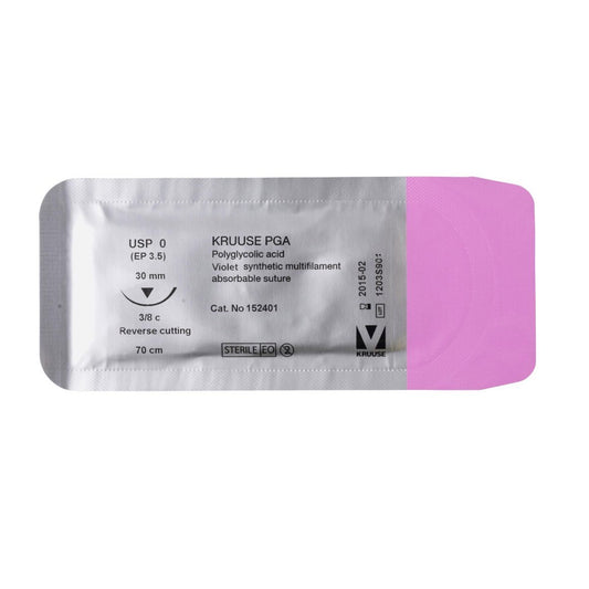 PGA suture 0 (violet) with 3/8 circle needle (70 cm)