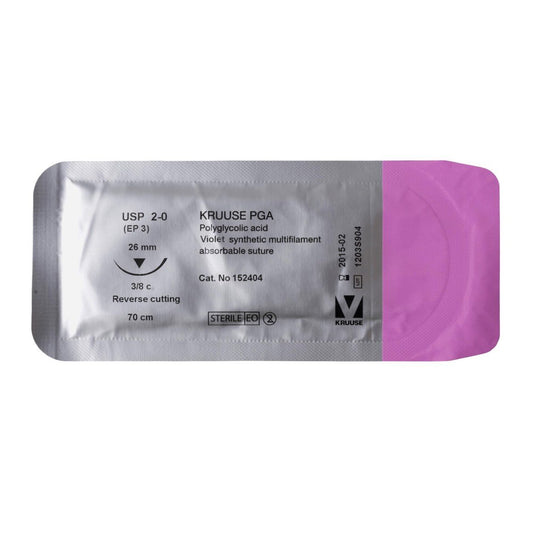 PGA suture 2/0 (violet) with 3/8 circle needle (70 cm)
