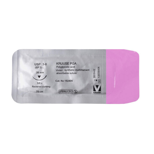 PGA suture 3/0 with 3/8 circle needle (70 cm)