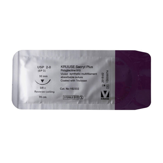 Sacryl Plus suture 2/0 (violet) with 3/8 circle needle (70 cm)