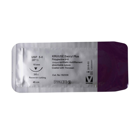 Sacryl Plus suture 5/0 with 3/8 circle needle (45 cm)