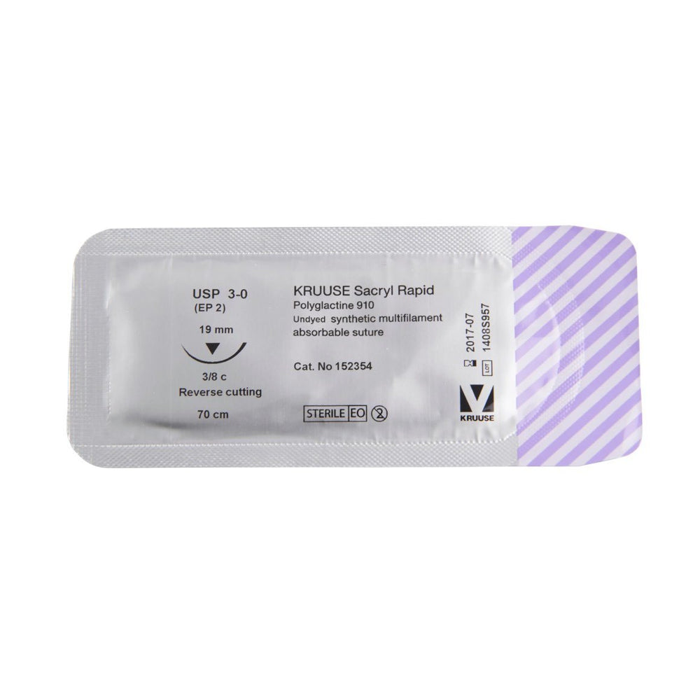 Sacryl Rapid suture 3/0 with 3/8 circle needle (70 cm)