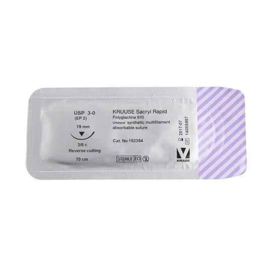 Sacryl Rapid suture 3/0 with 3/8 circle needle (70 cm)