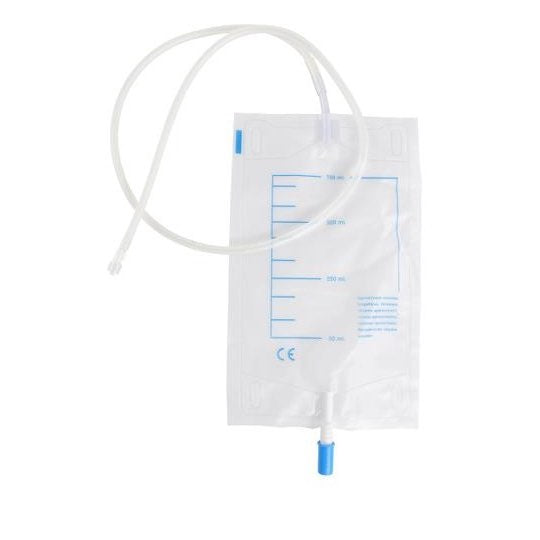 Urine collection bag with Luer lock adapter