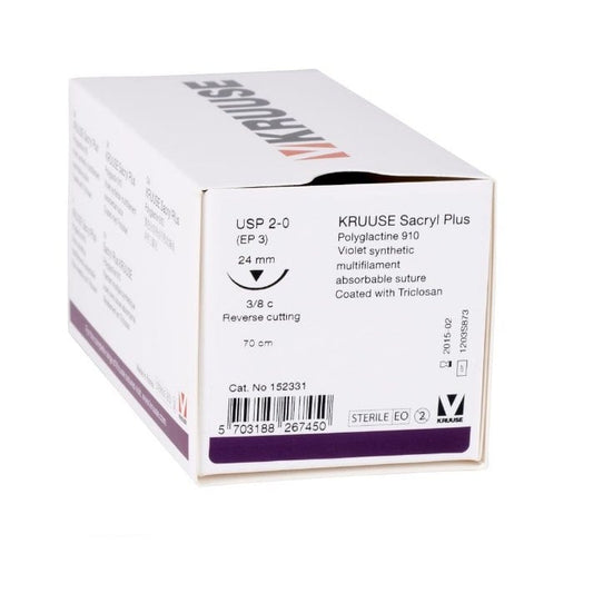 Sacryl Plus suture 2/0 (violet) with 3/8 circle needle (70 cm)