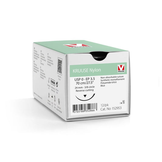 Nylon suture 0 with 3/8 circle needle (70 cm)