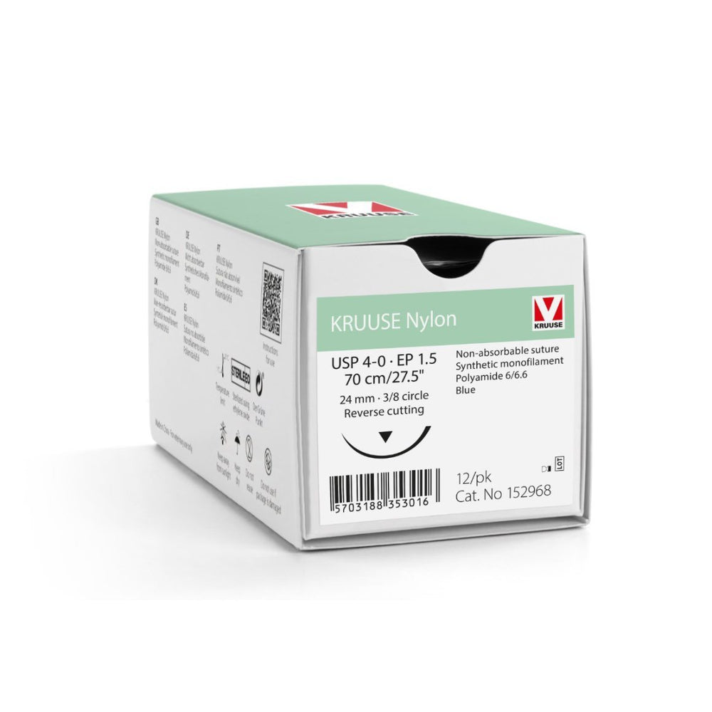 Nylon suture 4/0 dyed with 3/8 circle needle (70 cm)