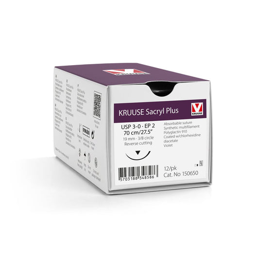 Sacryl Plus suture 3/0 (violet) with 3/8 circle needle (70 cm)