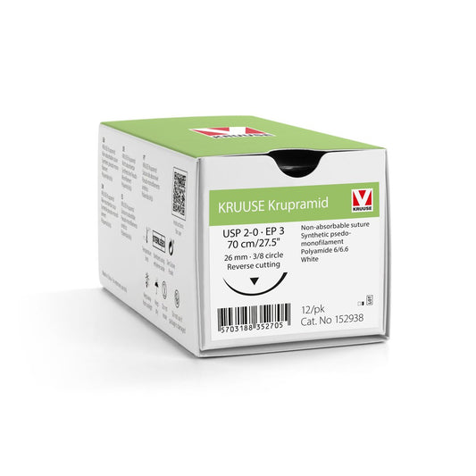 Suture Krupramid 2/0 with 3/8 circle reverse cutting needle (70 cm)