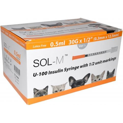 Insulin syringe veterinary 100 UI half-unit 0,5 cc