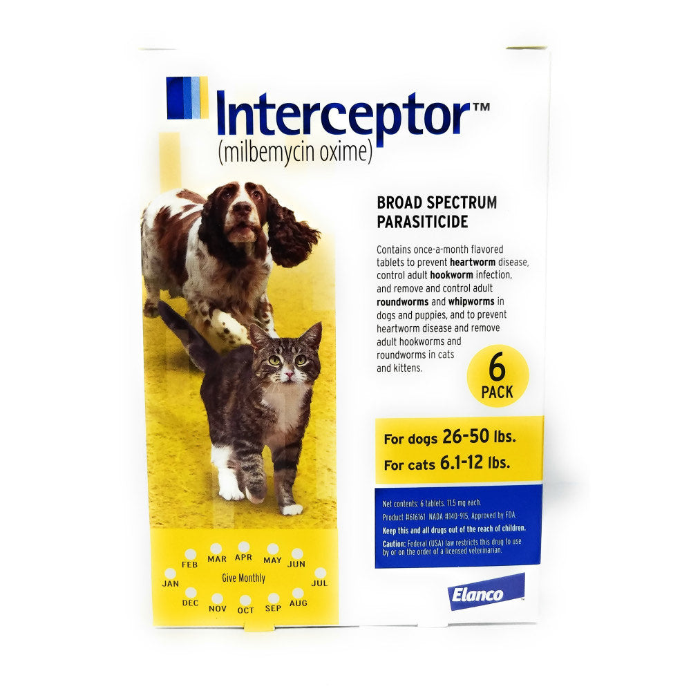 Interceptor flavor tabs for cats and dogs