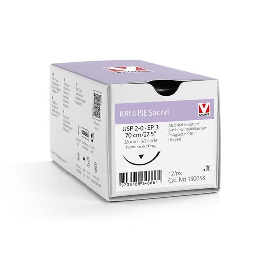 Sacryl suture 2/0 undyed with 3/8 circle needle (70 cm)