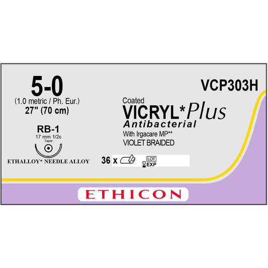 Vicryl Plus coated suture 5/0 dyed with 1/2 circle needle (70 cm)