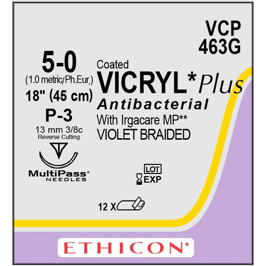 Vicryl Plus coated suture 5/0 dyed 3/8 circle needle (45 cm)