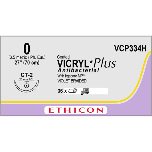 Vicryl Plus coated suture 0 dyed 1/2 circle needle (70 cm)