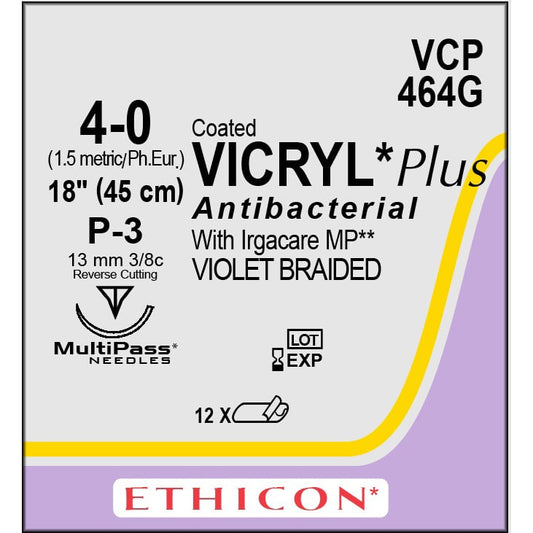 Vicryl Plus coated suture 4/0 dyed with 3/8 circle needle (45 cm)