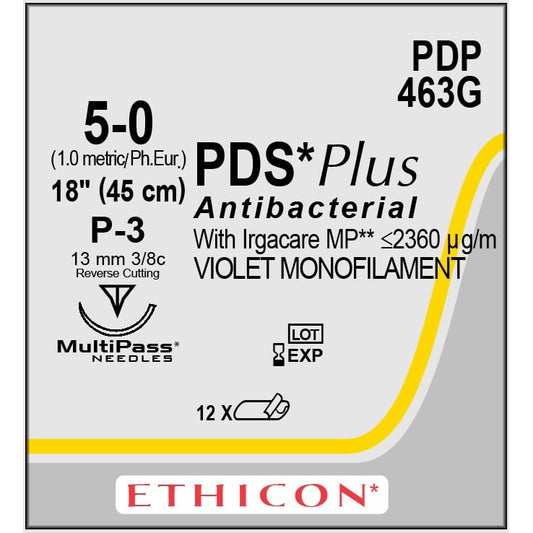 PDS Plus suture 5/0 dyed 3/8 circle needle (45 cm)
