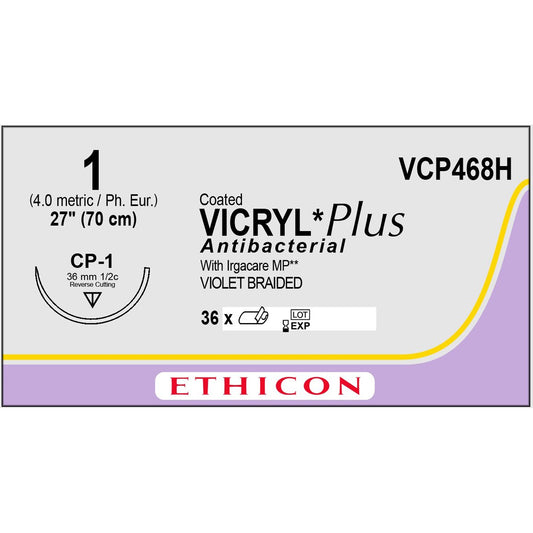 Vicryl Plus suture coated 1 dyed 1/2 circle (70 cm)