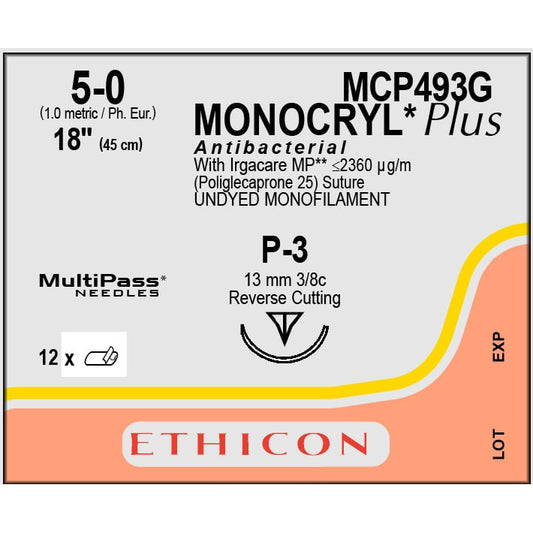 Suture Monocryl Plus 5/0 undyed 3/8 circle (45 cm)