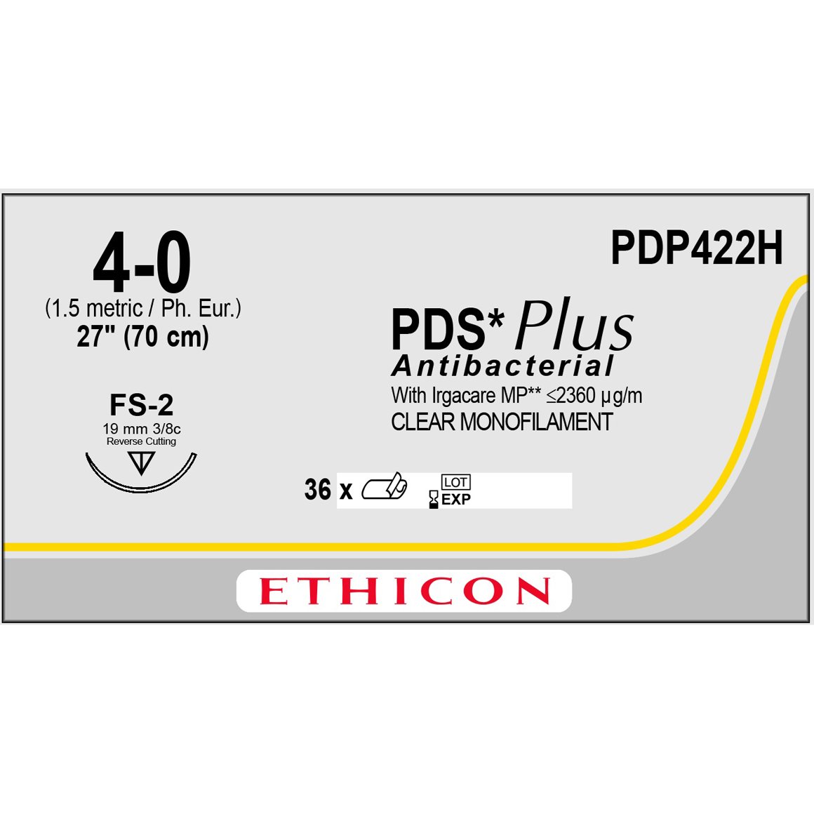 Ethicon PDS Plus 4-0 Undyed Absorbable Monofilament Suture, 3/8 Circle ...