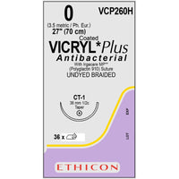 Vicryl Plus coated suture 0 undyed 1/2 circle needle (70 cm)