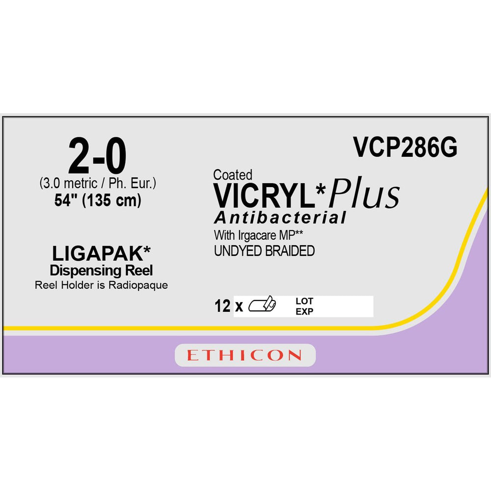Vicryl Plus coated suture 2/0 undyed braided no needle (135 cm)
