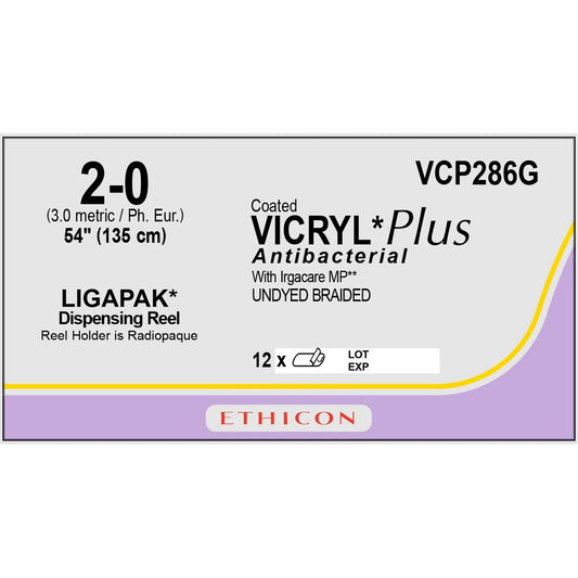 Vicryl Plus coated suture 2/0 undyed braided no needle (135 cm)