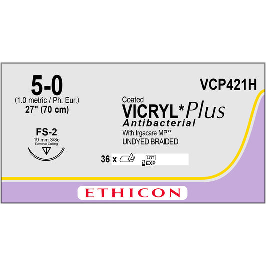 Vicryl Plus suture undyed 5/0  with 3/8 circle needle (70 cm)