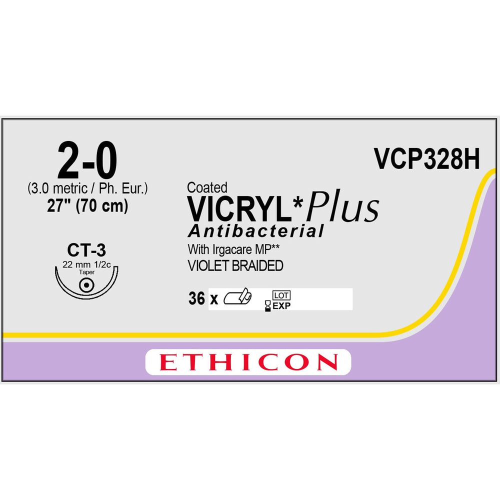 Vicryl Plus dyed coated suture 2/0 with 1/2 circle needle (70 cm)