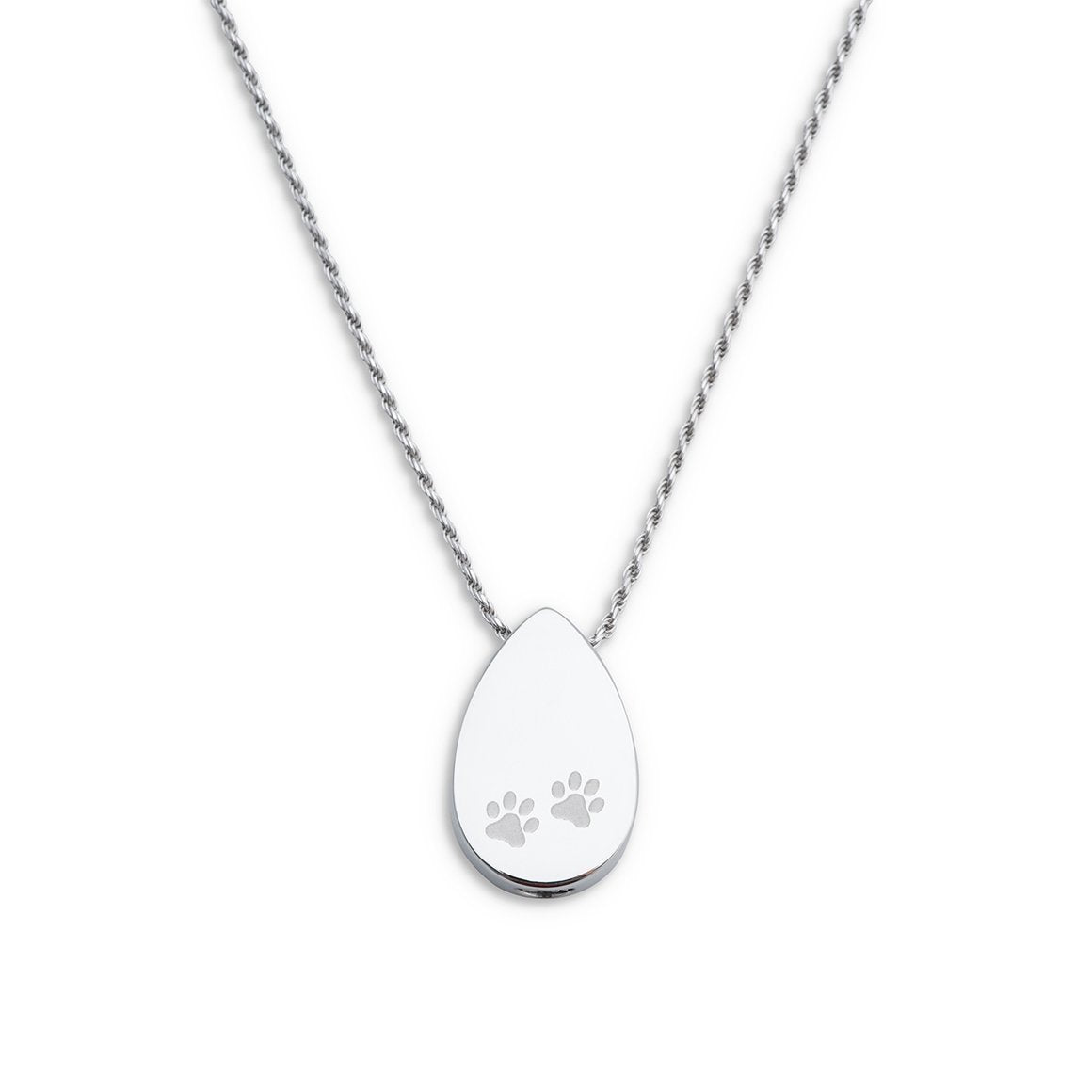Cremation pendant - teardrop with paw prints