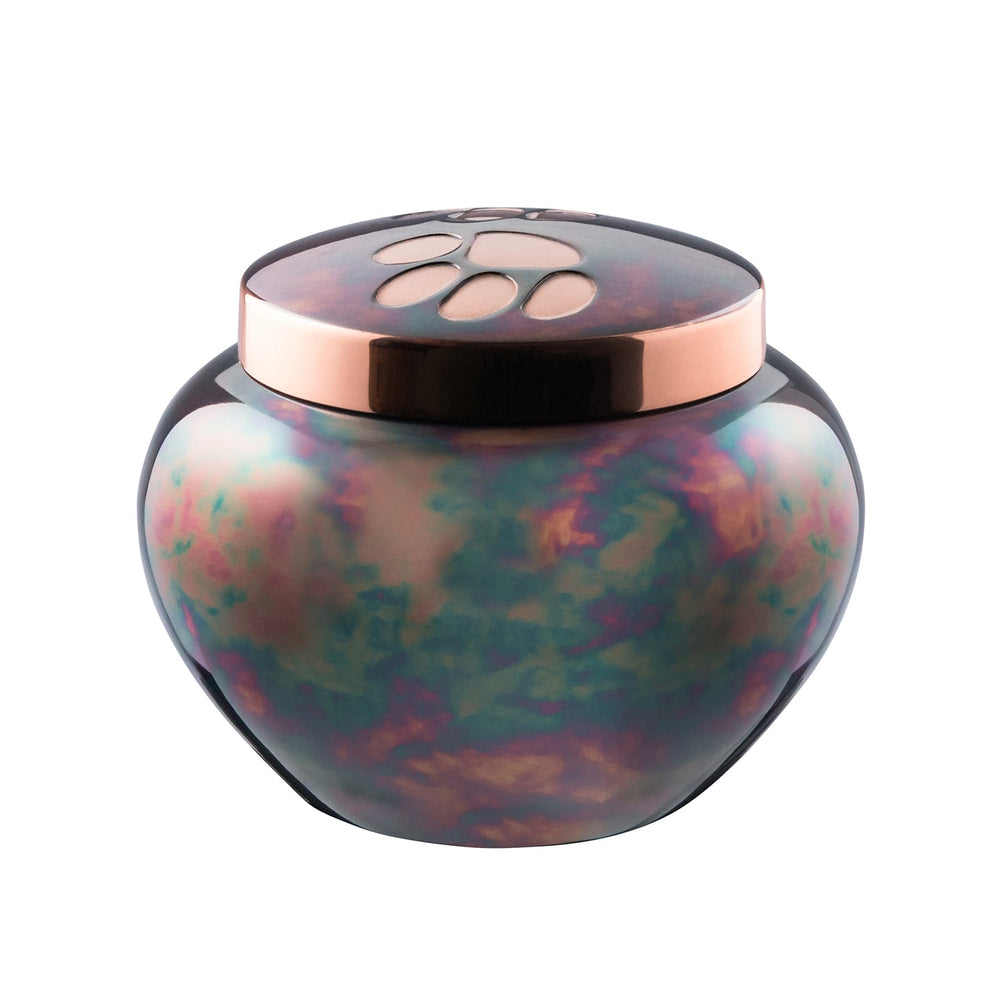 Urn odyssey copper Raku two paw prints