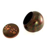 Urn odyssey copper Raku two paw prints