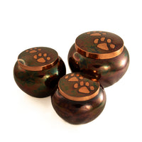 Urn odyssey copper Raku two paw prints