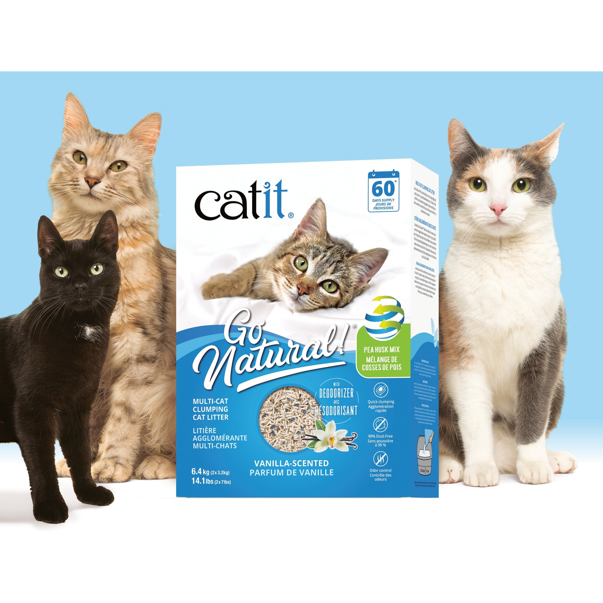 Clumping litter Go Natural! multi-cat pea husk vanilla