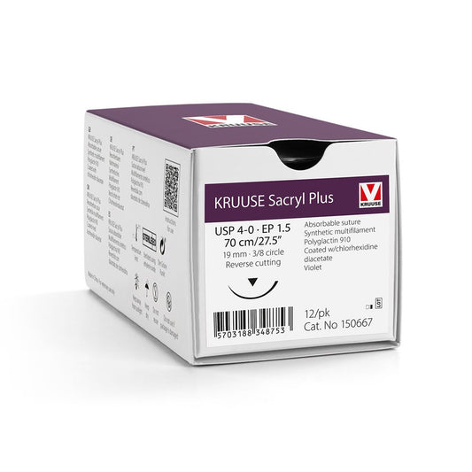 Sacryl Plus suture 4/0 dyed 3/8 circle needle (70 cm)