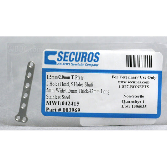 Orthopedic T-Plate 1.5/2.0 mm 2 Holes (Head) 5 Holes (Shaft)