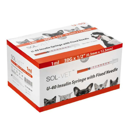 Insulin syringe veterinary 40 UI half-unit 1 cc