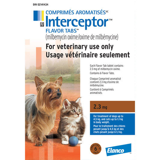 Interceptor flavor tabs for cats and dogs