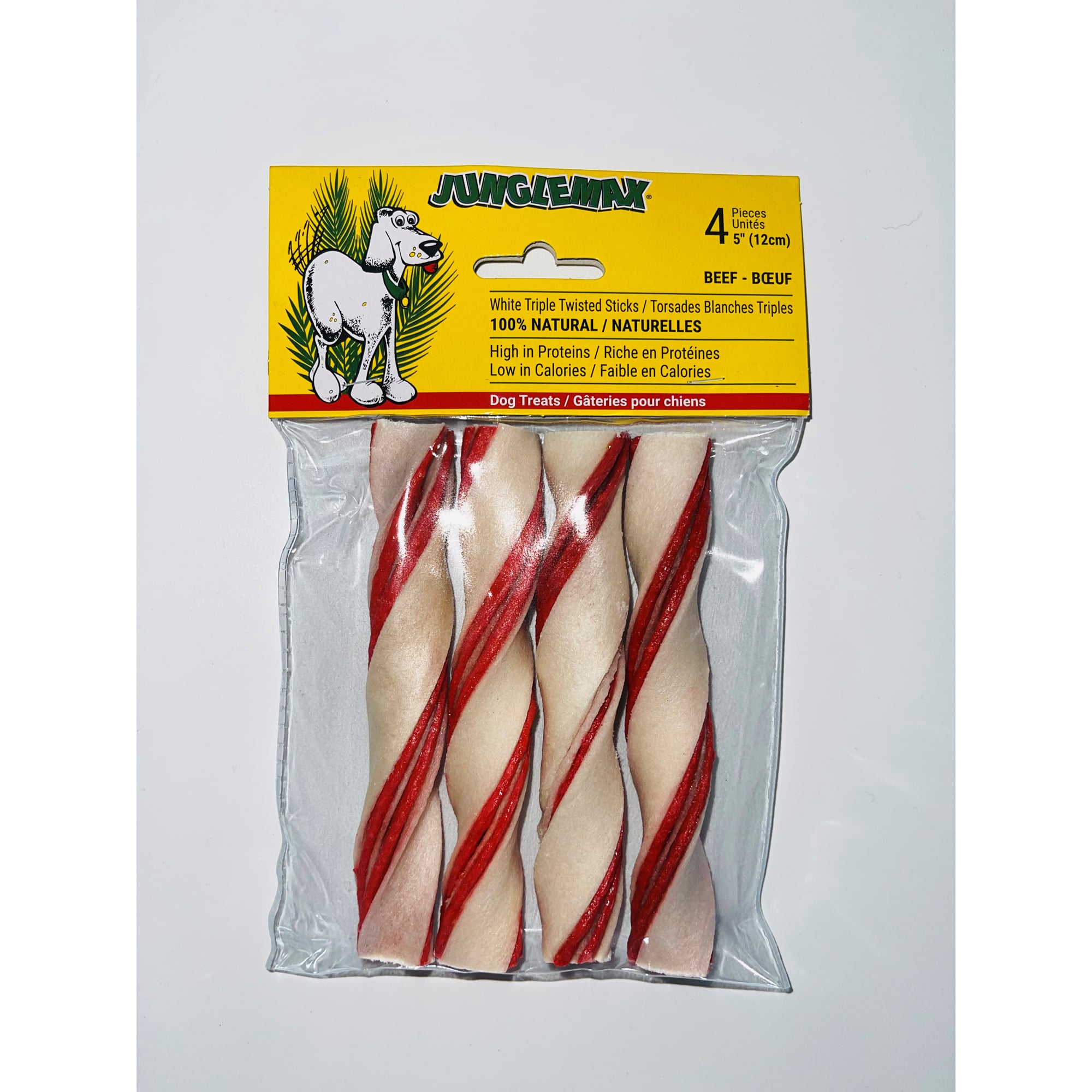 Treat white triple twisted stick for dogs